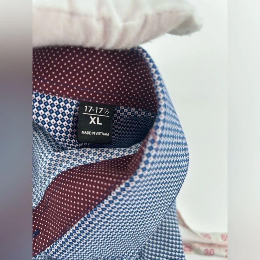 Society Of Threads Shirt Mens Size XL 17.5 Long Sleeve Button Up Contrast Collar